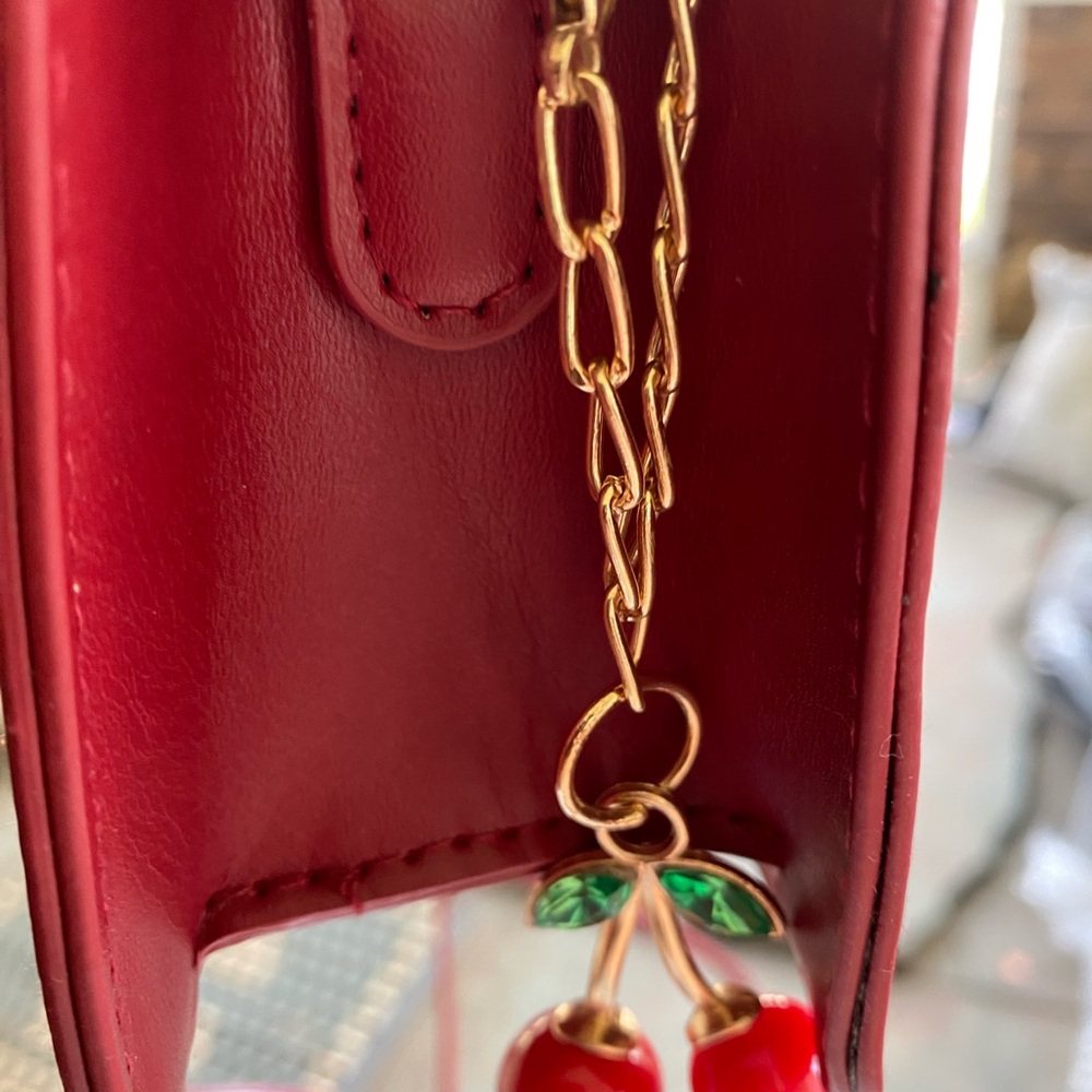 Cherry Print Red and White Women's Bag - Picture 13 of 15